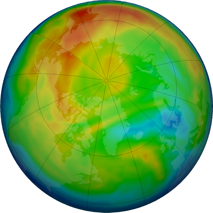 Arctic ozone map for 25 December 2018